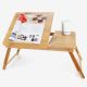 Todeco Portable Notebook Table, Foldable Bed Tray, Adjustable desk with large ventilation, Material: Bamboo