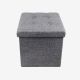 Todeco Leather look folding Bench, Folding Storage Ottoman, 38 x 38 x 38 cm (15 x 15 x 15 inch), Grey, Fabric tufted finish, Material: MDF, Non-woven fabric