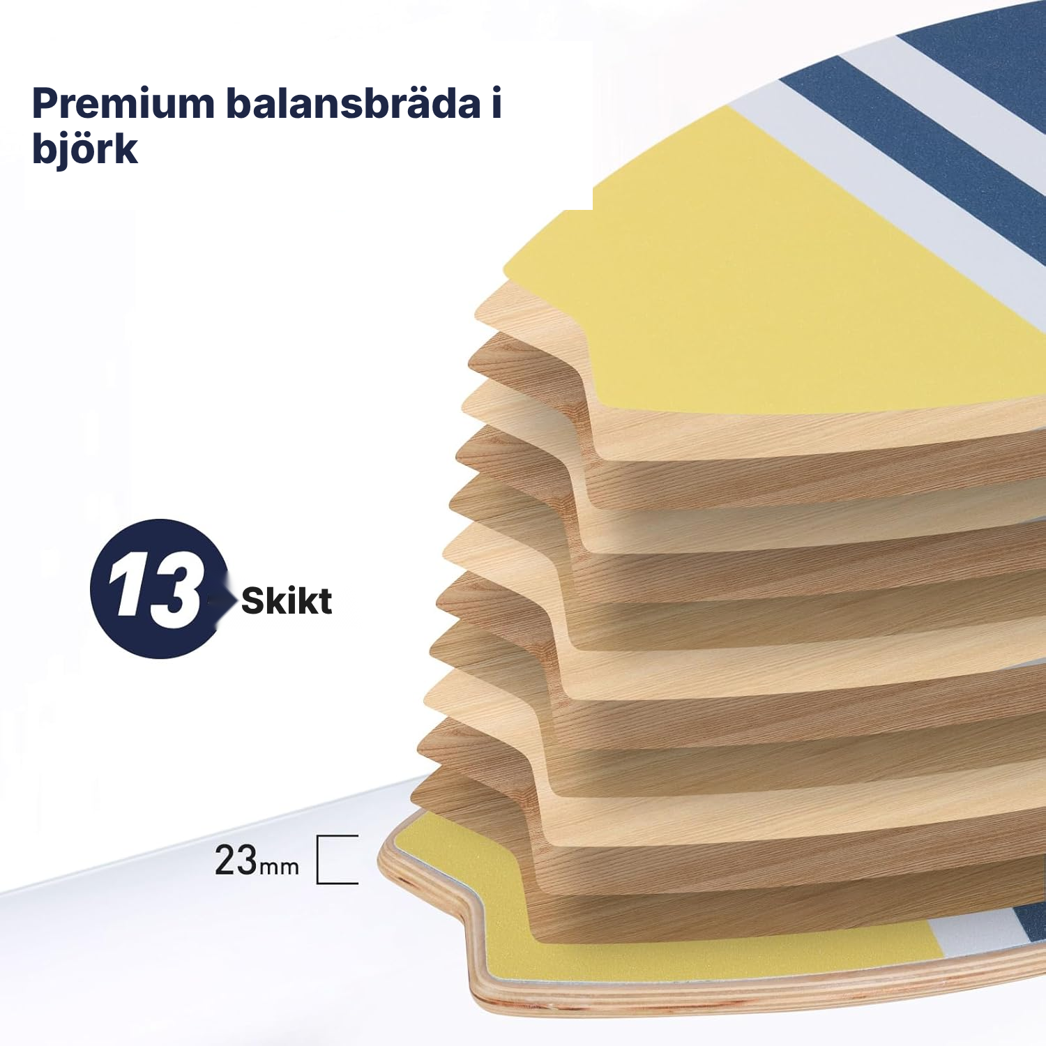 Balansbräda i trä 85 cm – diagonala ränder — 3