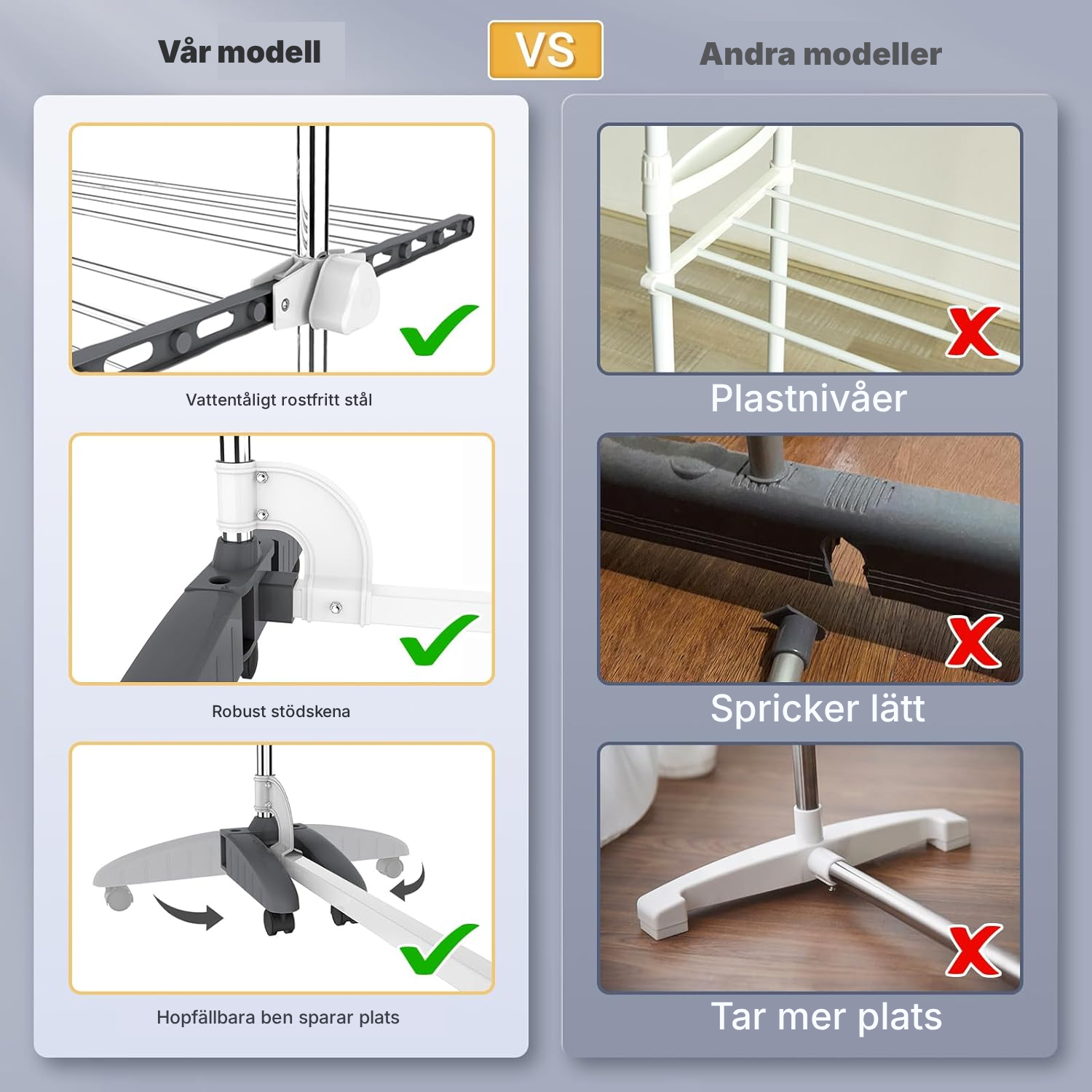 Torkställning 3 plan grå/vit — 3
