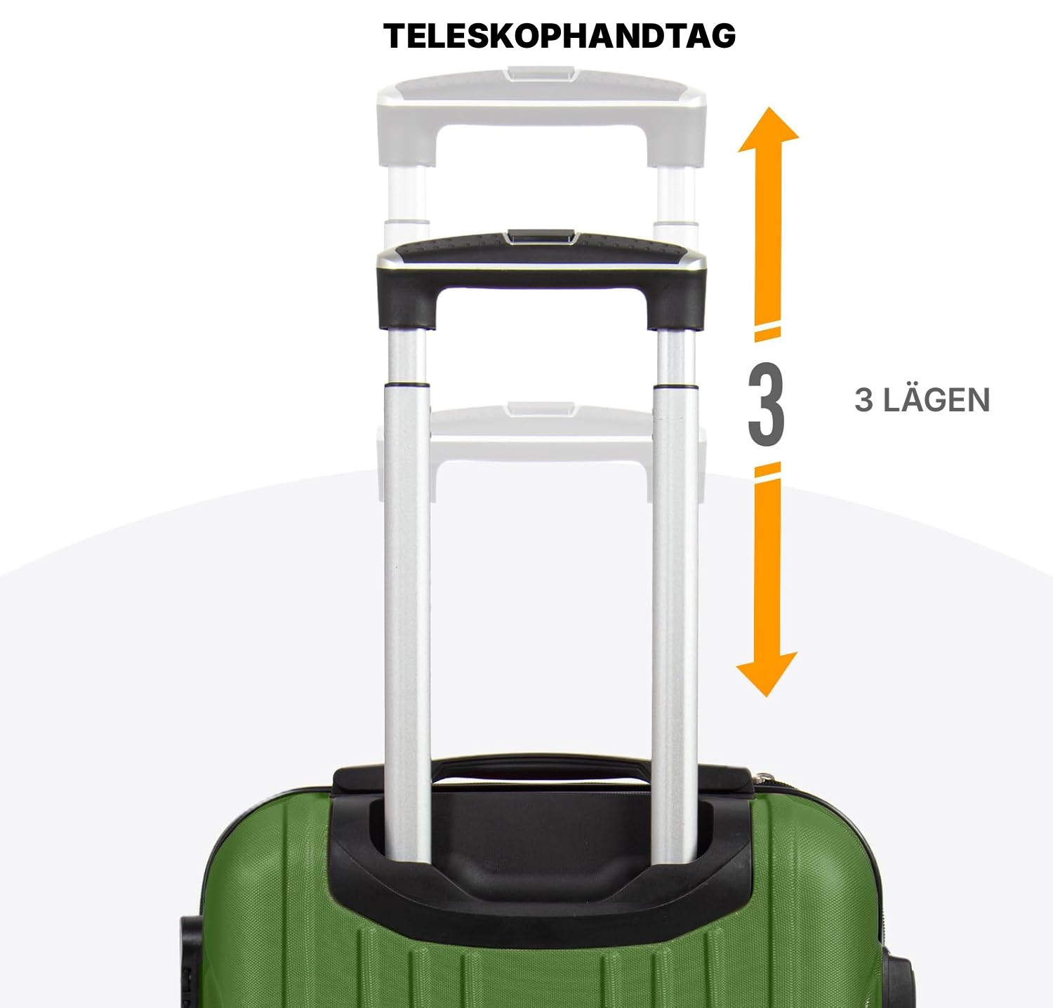 Lätt resväska 65 cm olivgrön med lås — 6
