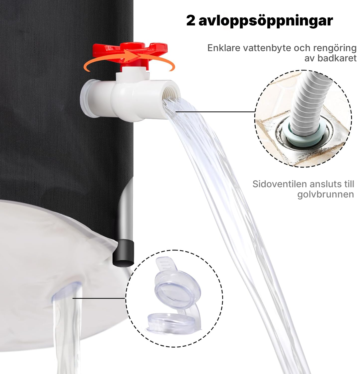 Hopfällbart badkar 120 × 57 × 55 cm med ryggstöd — 4