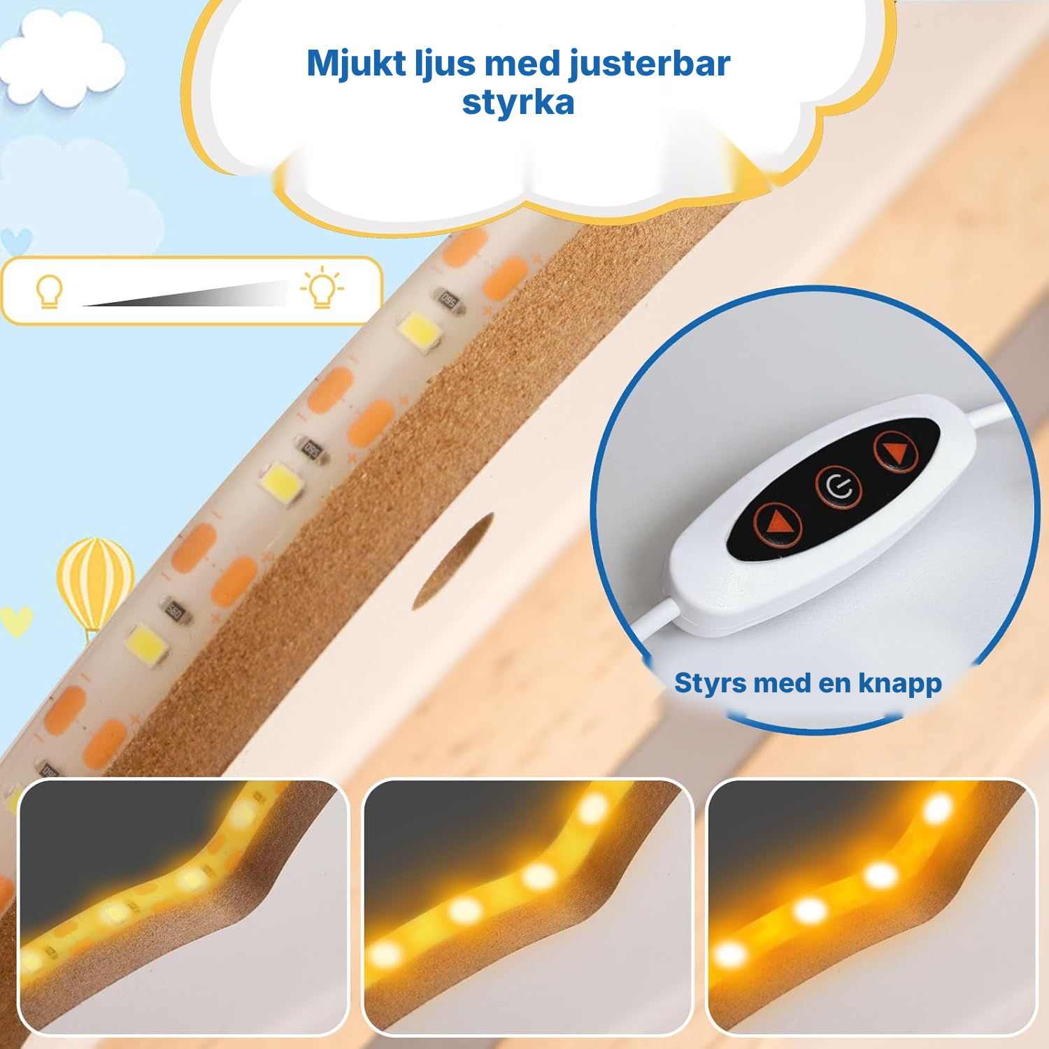 Magnetisk Toniebox-hylla 60 cm med LED-ljuslist — 4
