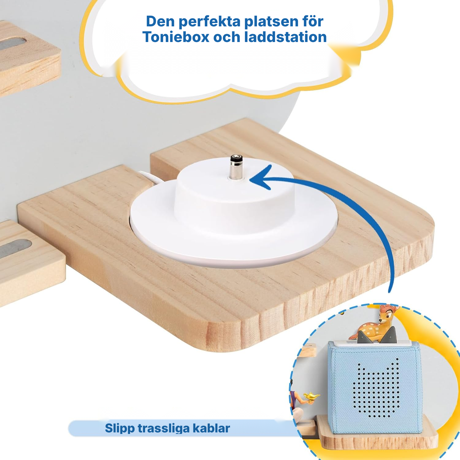 Magnetisk Toniebox-hylla 60 cm med LED-ljuslist — 5