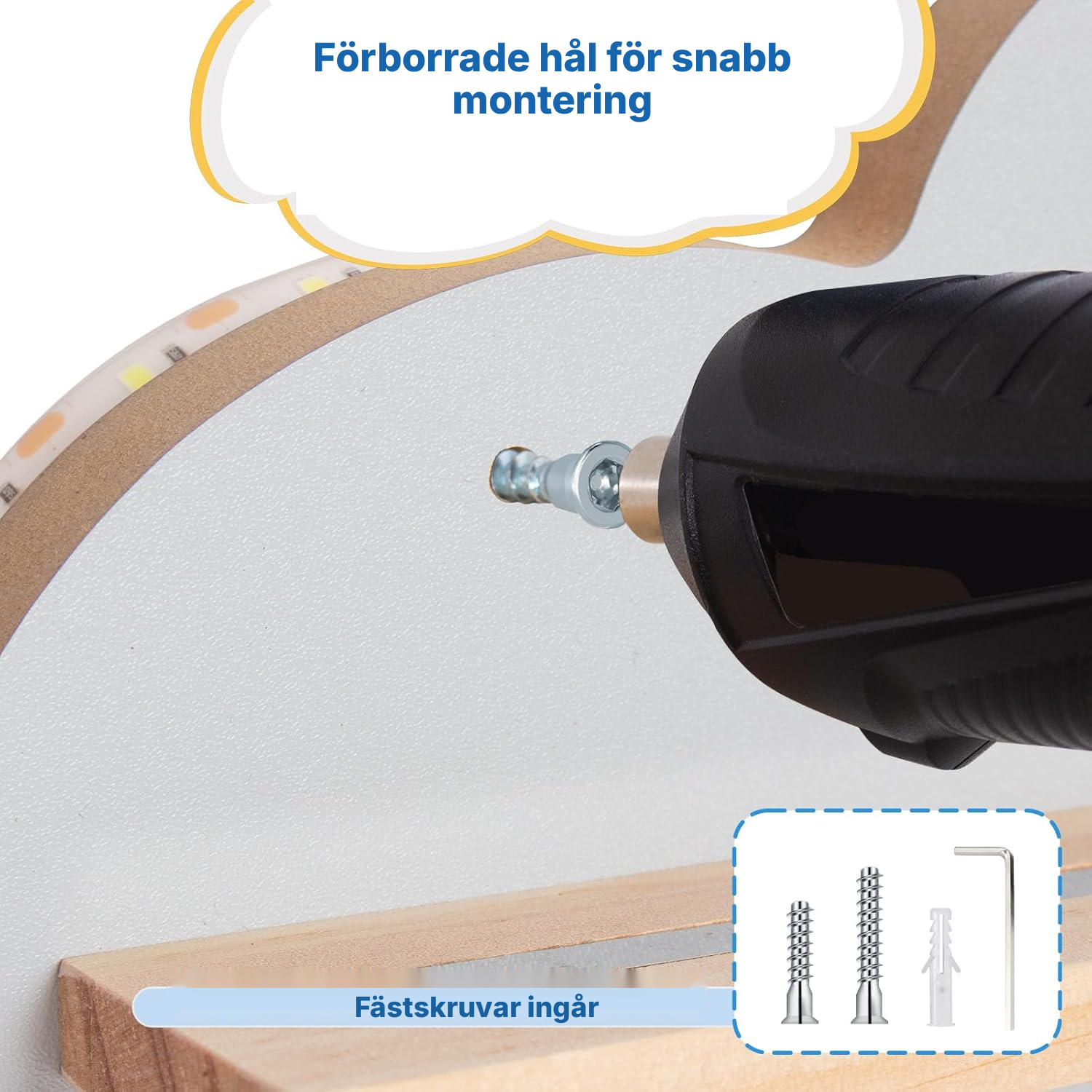 Magnetisk Toniebox-hylla 60 cm med LED-ljuslist — 6