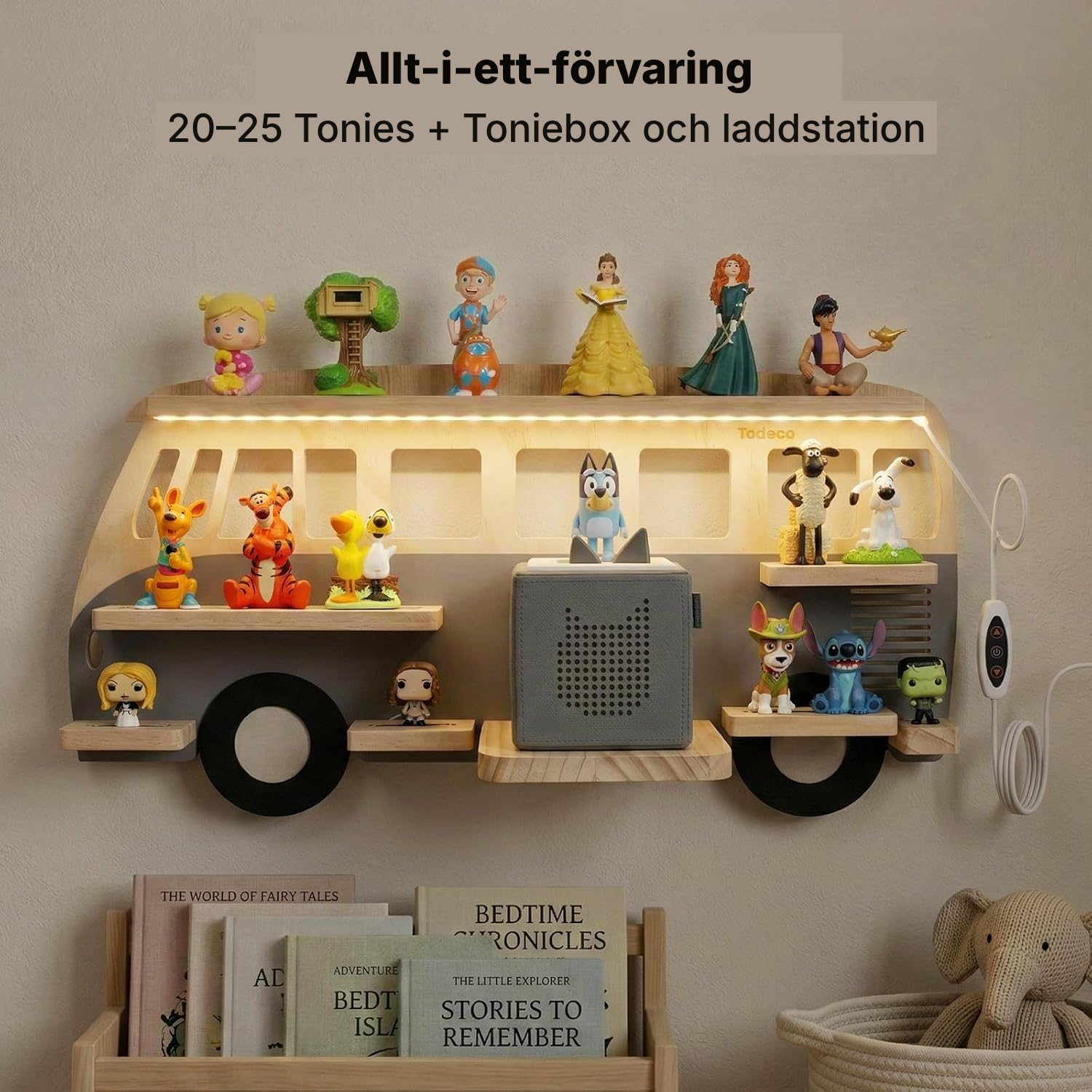 Musikboxhylla vägg 62 cm — mjuk LED-belysning — 3