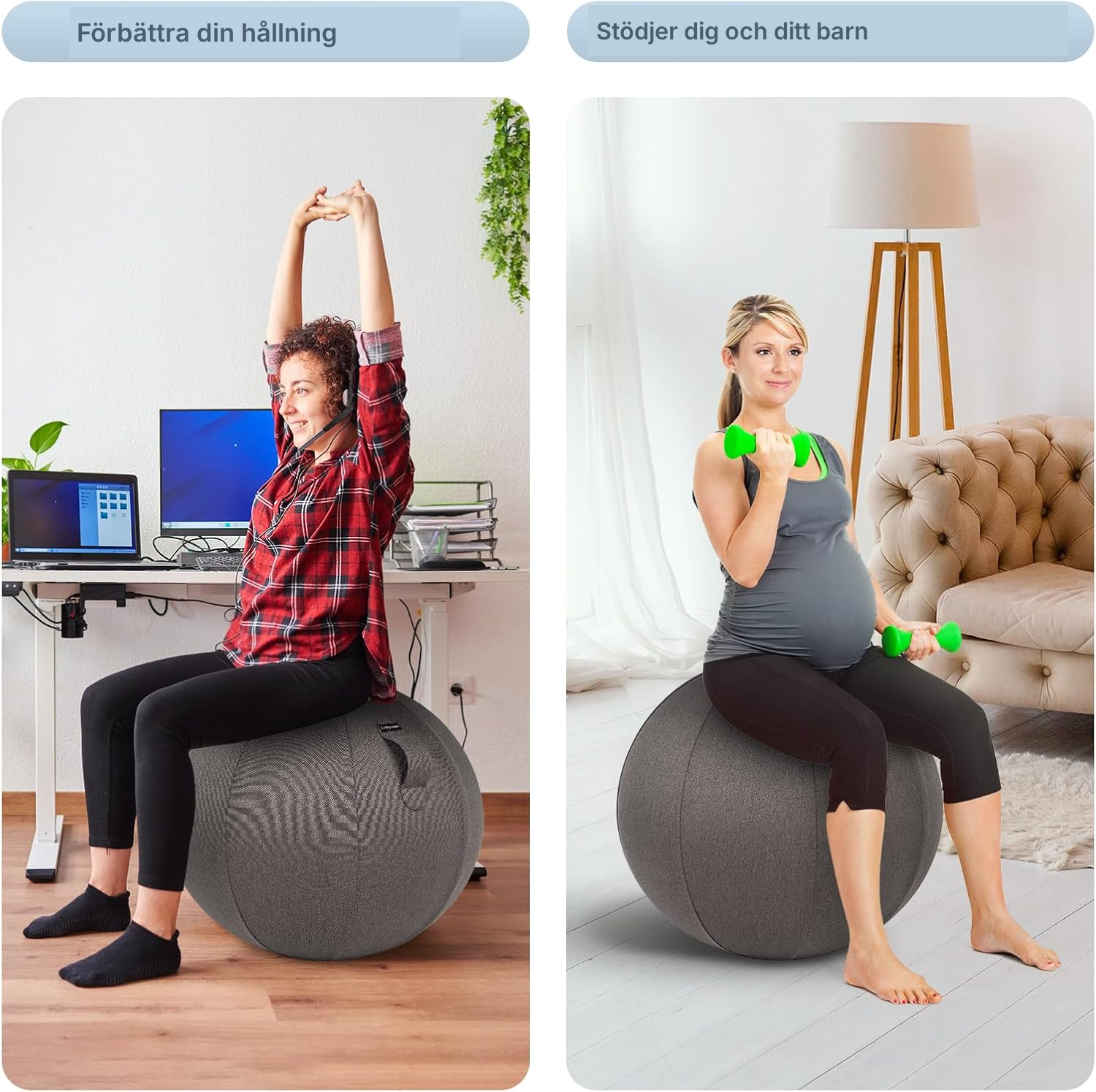 Sittboll för kontor grå 65 cm med hölje — 7