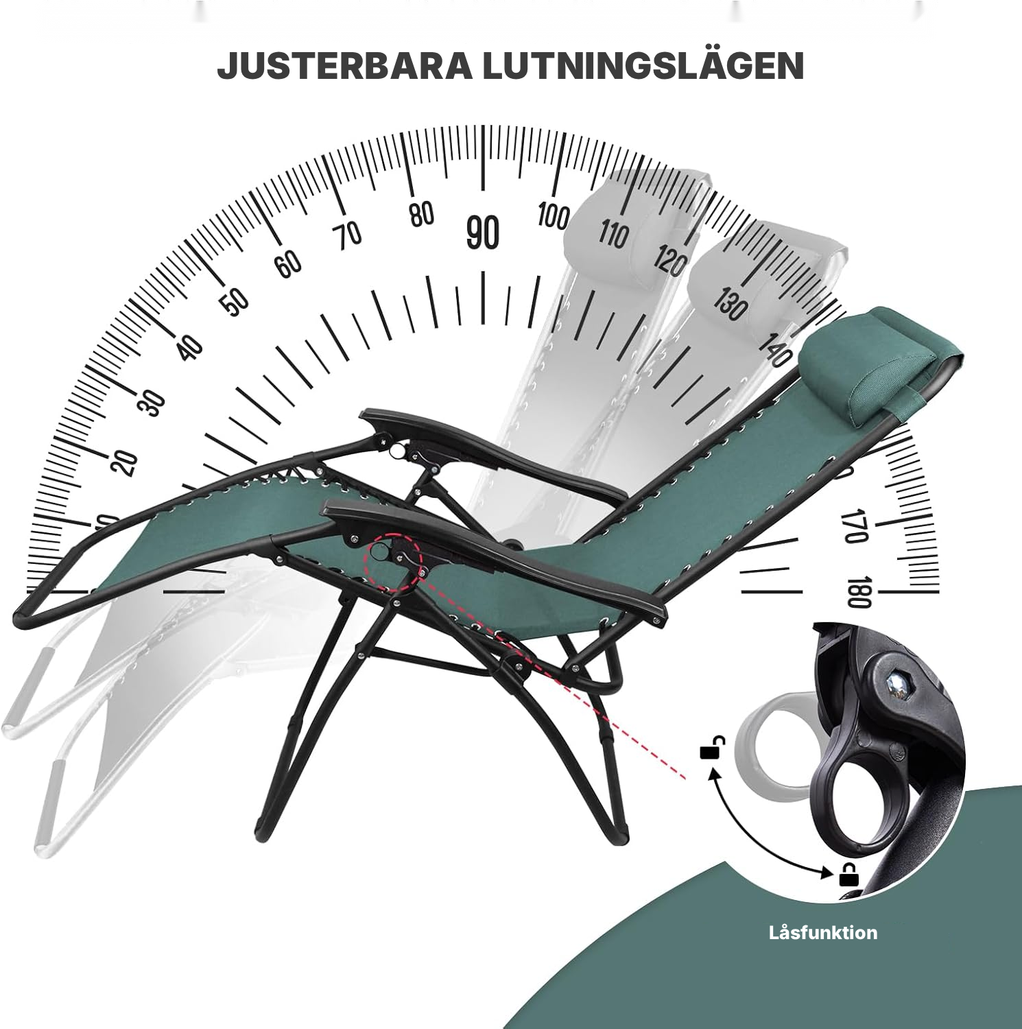 Solstol för trädgård grön, 2-pack — komfort — 4