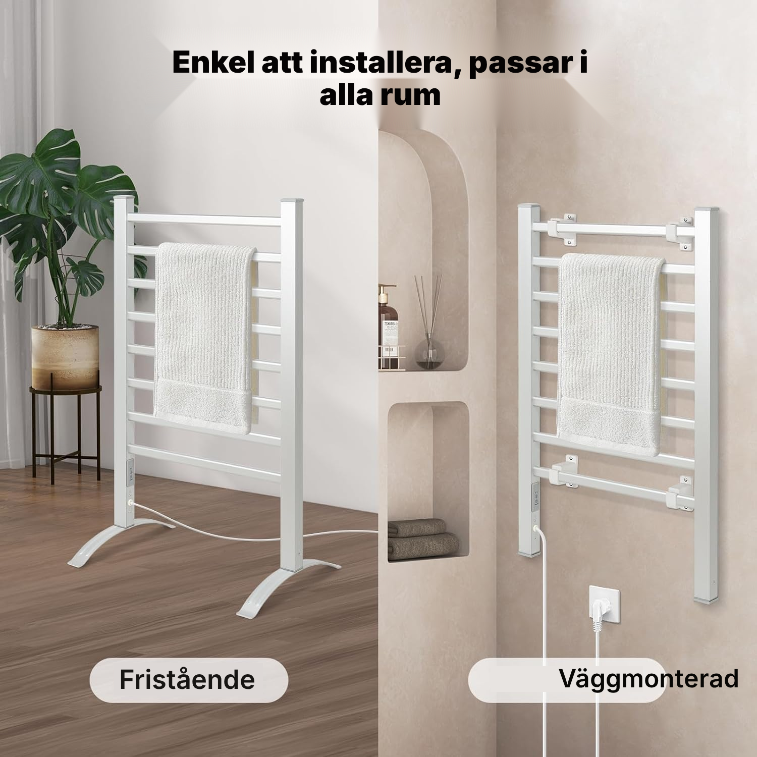 Väggmonterad handdukstork el 8 stänger — 3