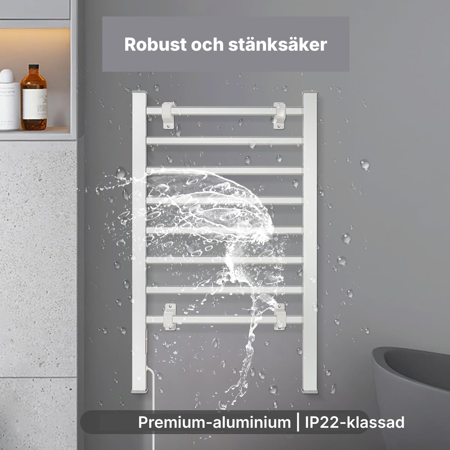 Väggmonterad handdukstork el 8 stänger — 5