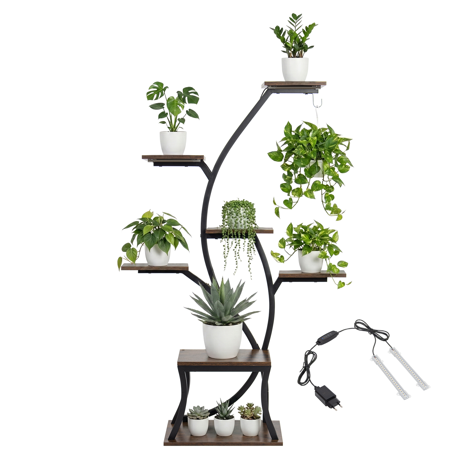 Plant Planter Stand with 6 Levels & LED Light