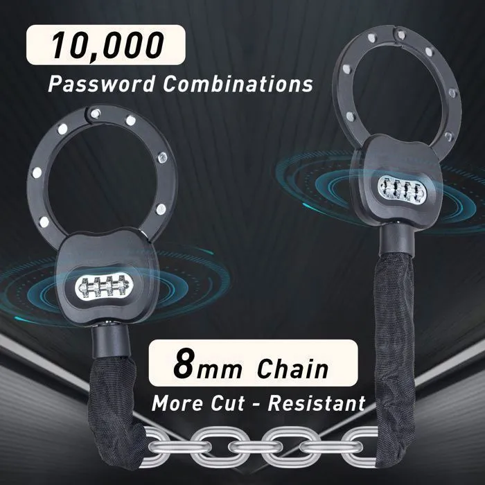 Bicycle Chain Lock | 4-Digit Combination, 8 mm