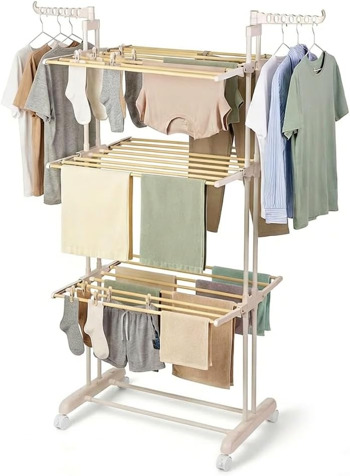 3-Tier Clothes Drying Rack on Castors