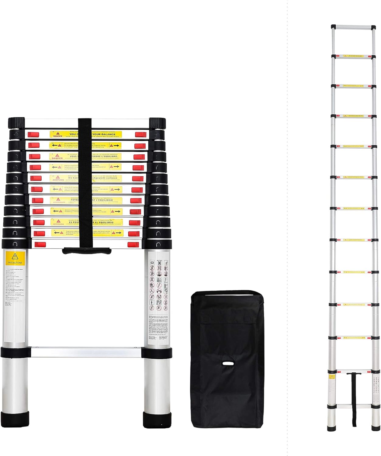 Foldable Ladder 3.8 m Telescopic, 13 Rungs, 150 kg