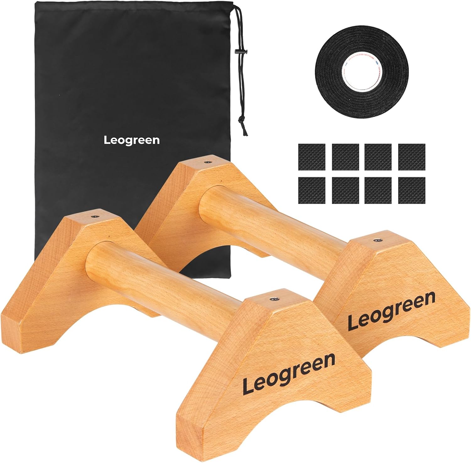 Push Up Bars in Natural Wood – Set of 2