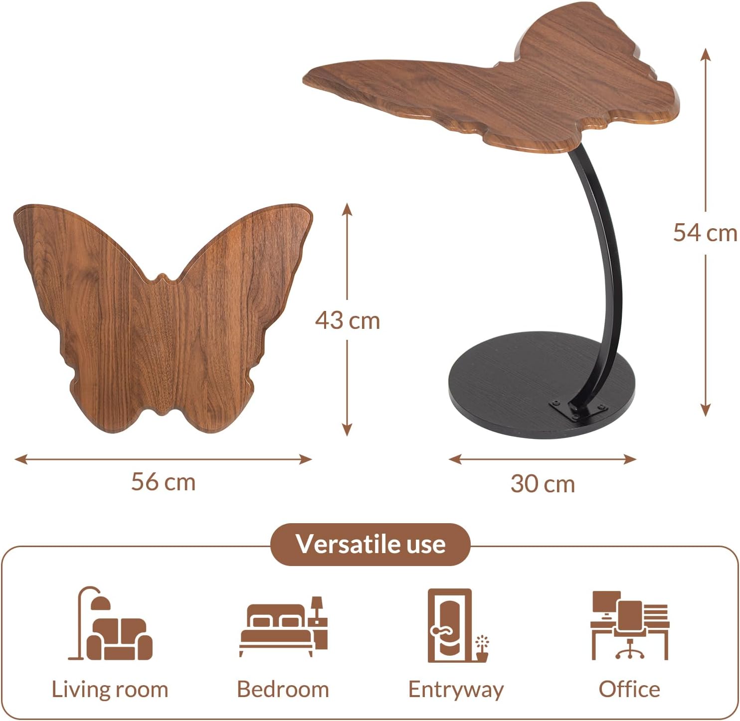 Black Coffee Table 56 × 54 × 43 cm, Walnut Accent