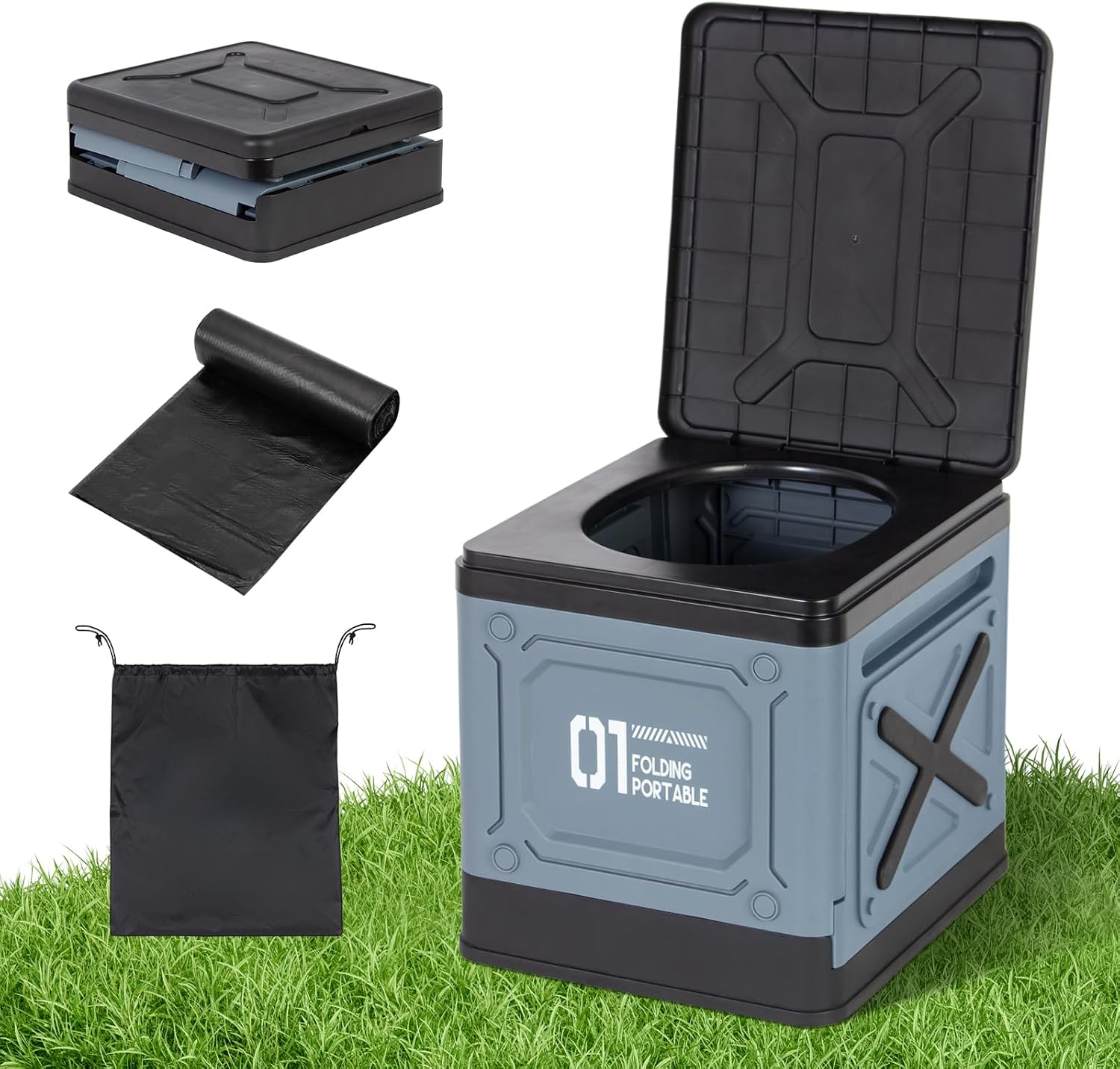 Portable Toilet Alternative, Foldable 25 L, 150 kg