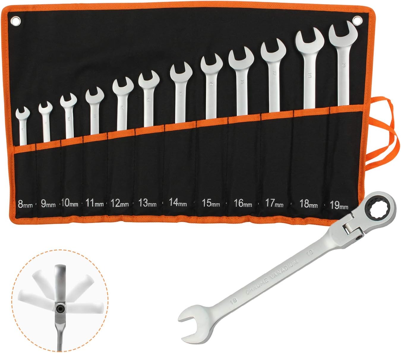 Ratchet Set Spanner – Metric Set, 180° Head