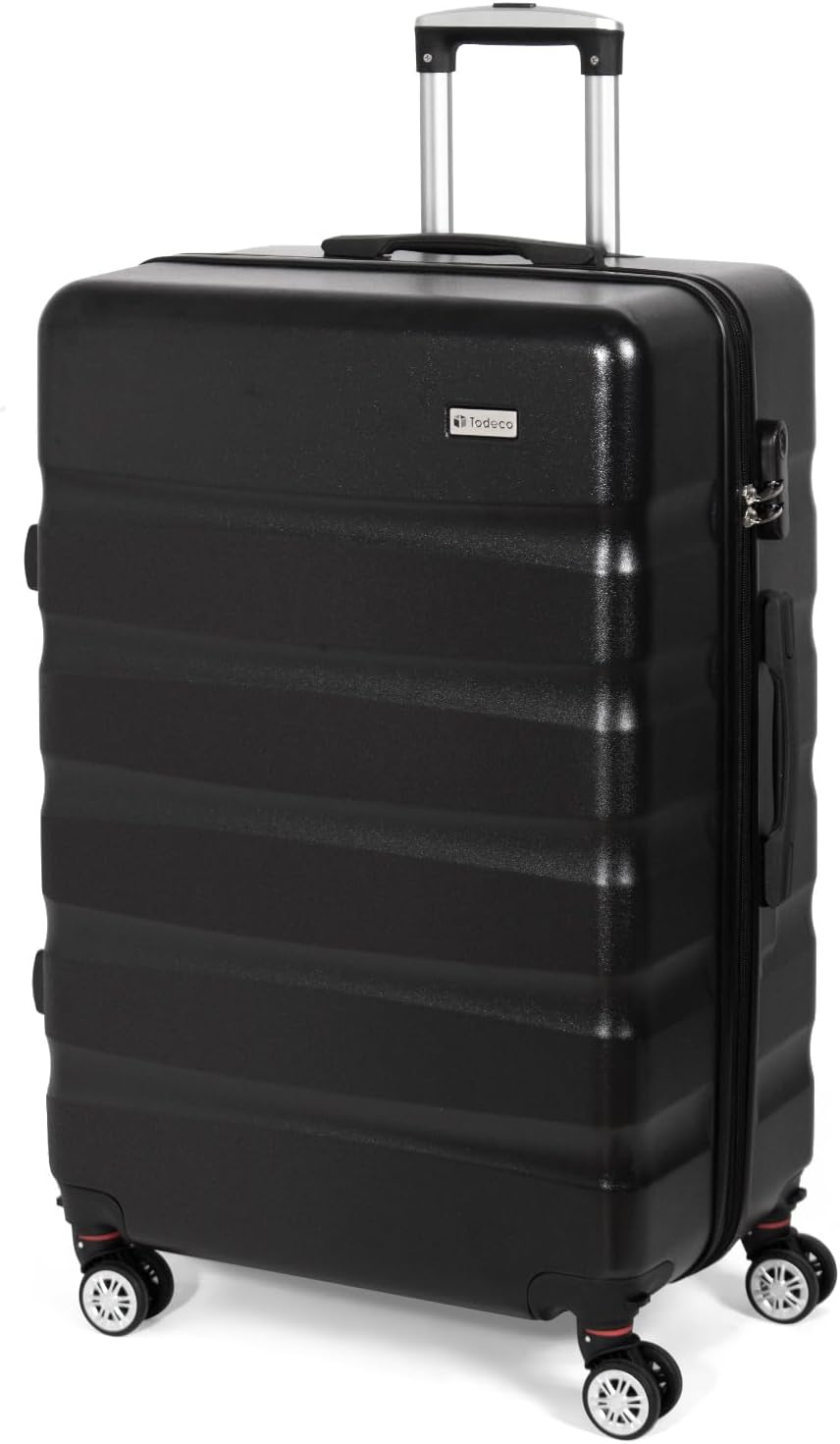 78 cm Black Hard Suitcase, 80 L, 360° Wheels
