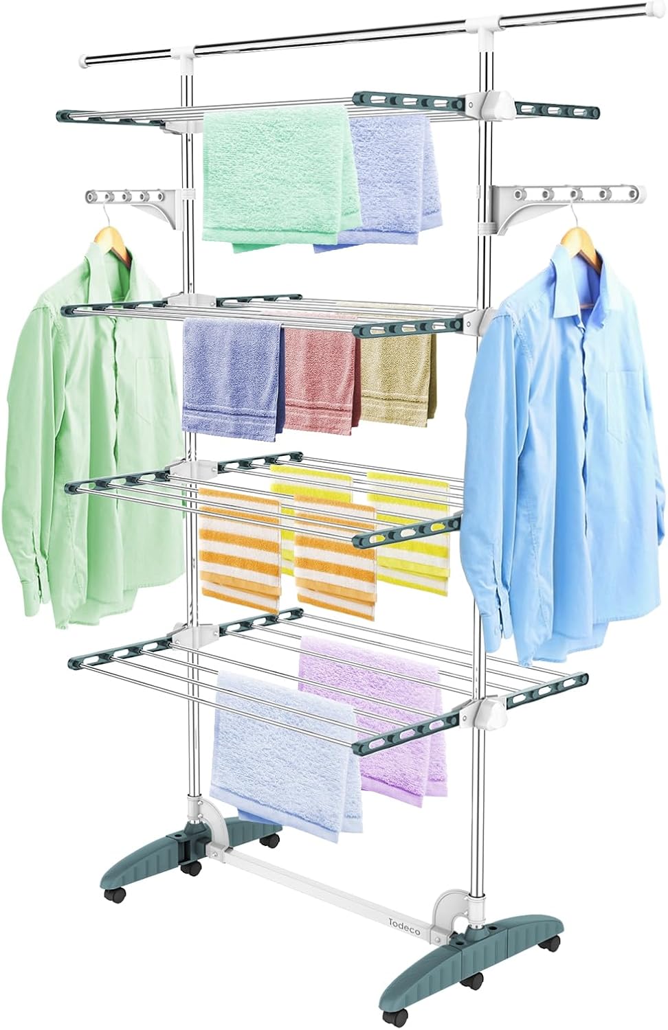 4-Tier Clothes Airer with Wings | Turquoise/White