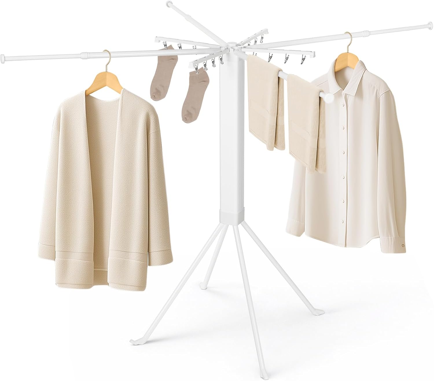 Clothes horse airer 127 cm with steel tripod and 16 pegs