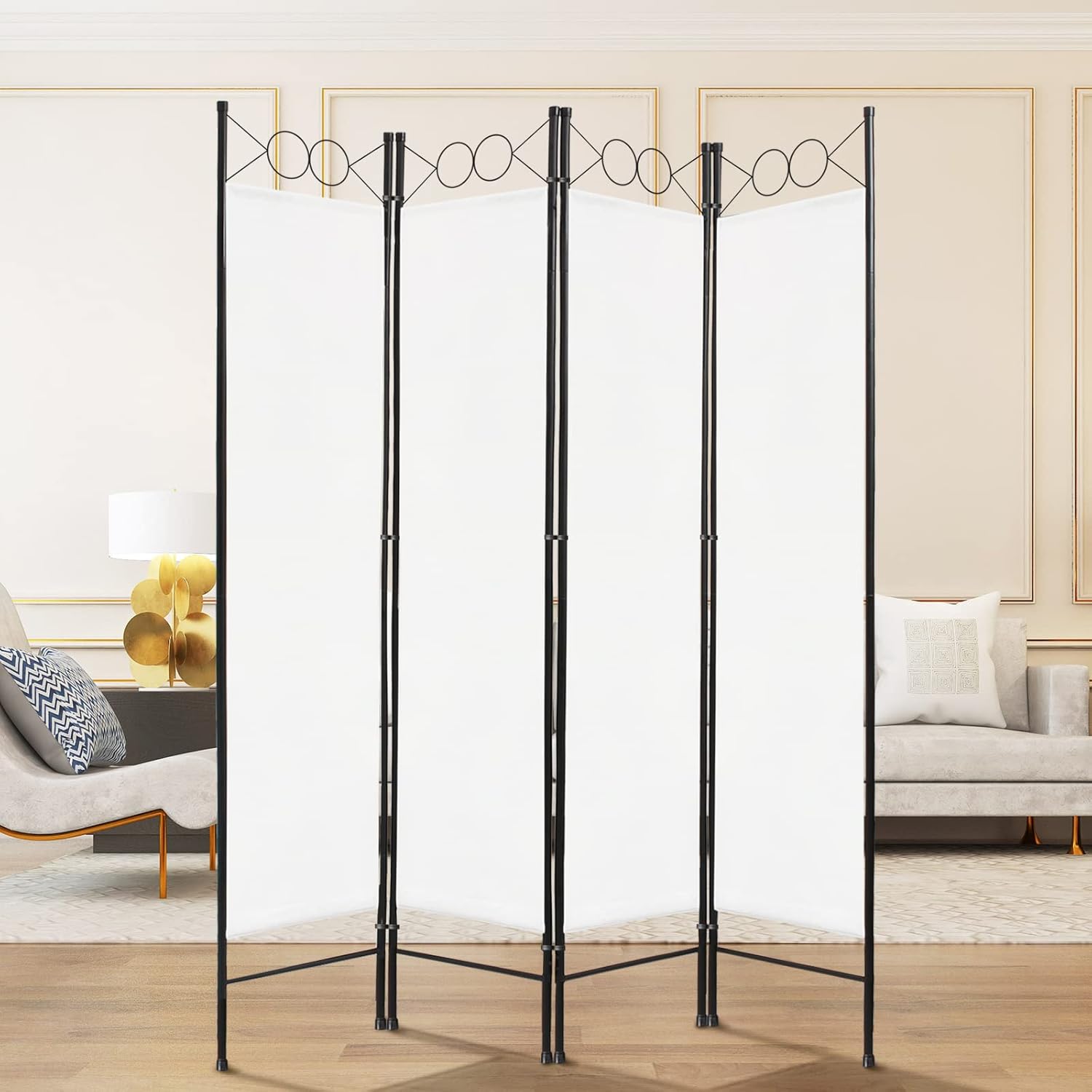 White Foldable Room Divider Screen 180 × 160 cm