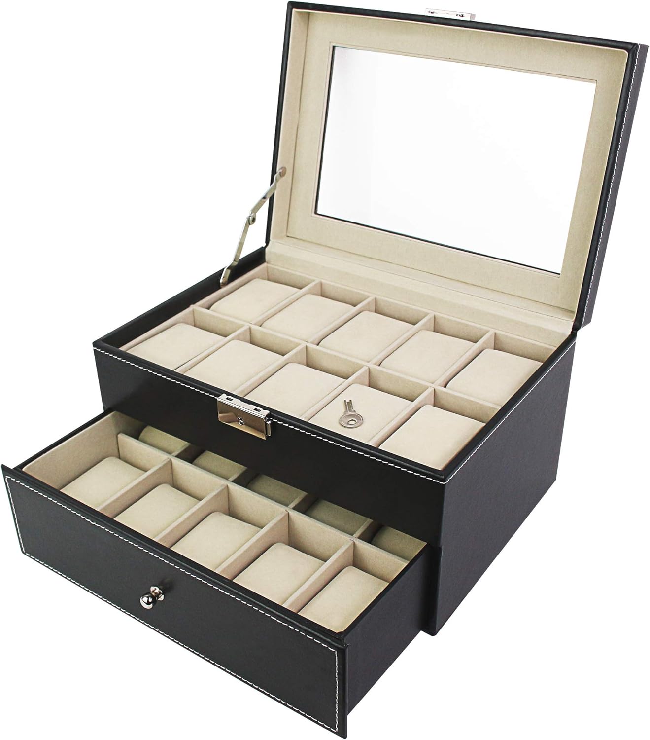 20-Watch Box with Glass Panel and Drawer