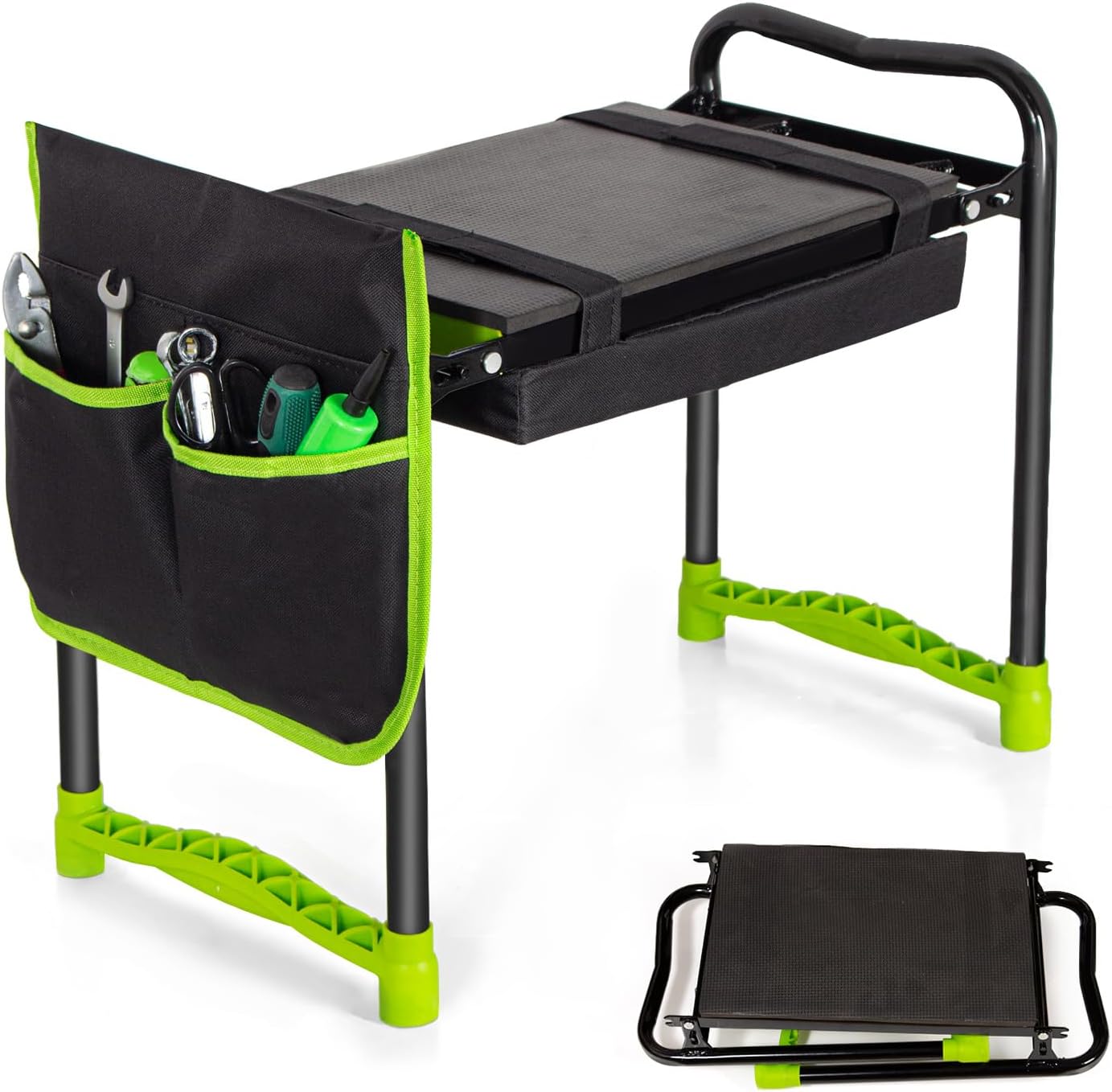 Black Garden Bench & Kneeler, Foldable | 150 kg