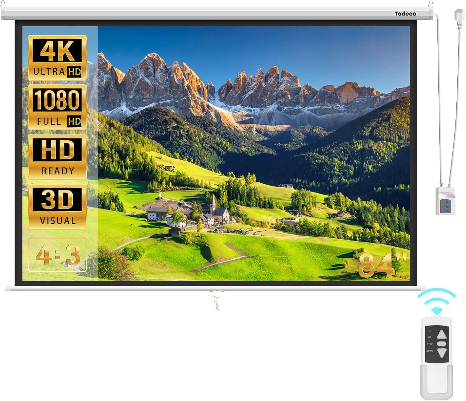 Motorised pull down cinema screen | 128 × 170 cm