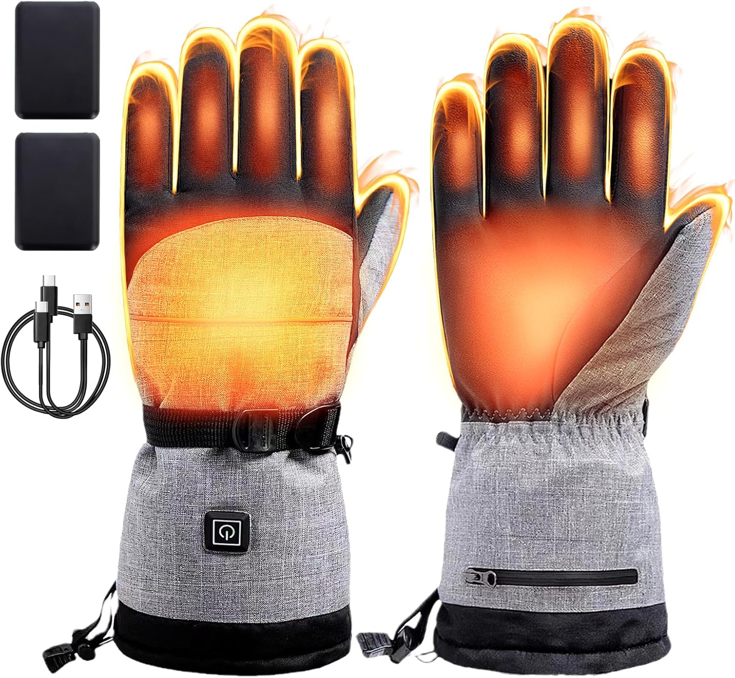 Heated Gloves Black L | Batteries Included