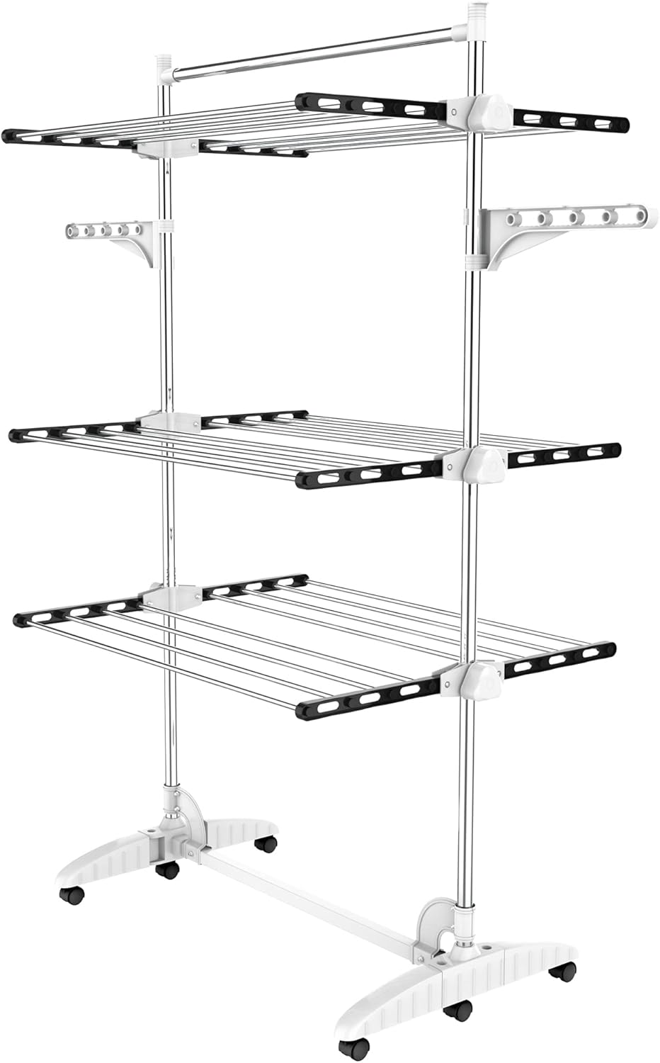 Black Folding Clothes Airer, 3 Tier with Top Bar