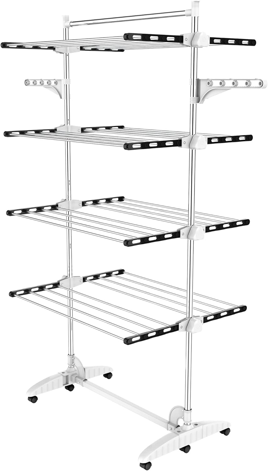 4-Tier Black Clothes Drying Rack with Wheels