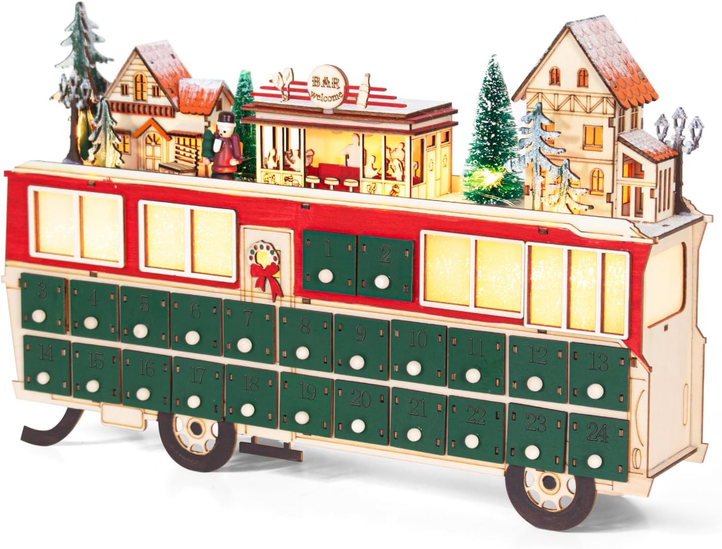 Wooden Advent Calendar Christmas Countdown | 24 Drawers