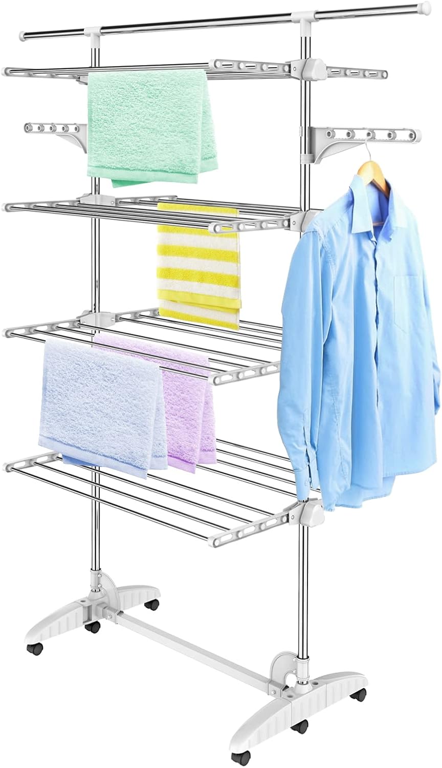 4-Tier Folding Laundry Rack for Drying Clothes