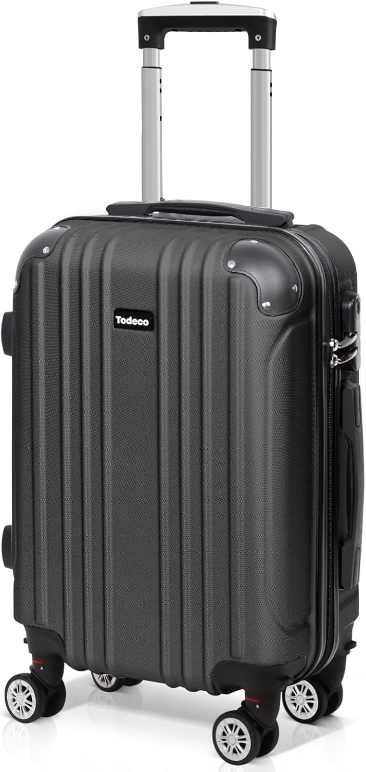 Dark Grey ABS Suitcase, 4 Wheels, 55 × 35 × 22 cm