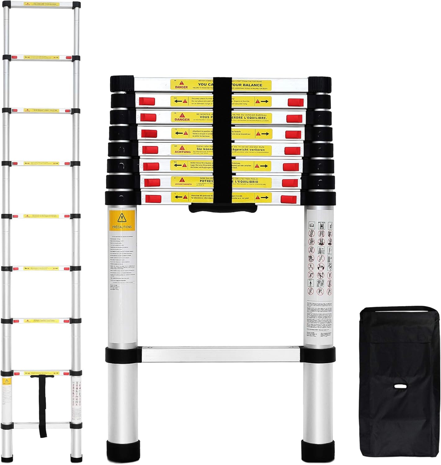 Telescopic Ladder 260 cm Aluminium, 9 Rungs