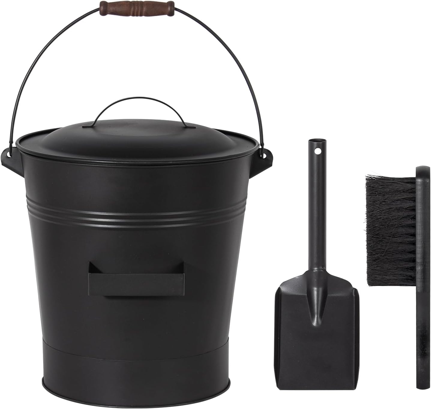 Ash Pail with Lid, Shovel & Brush | 19 L