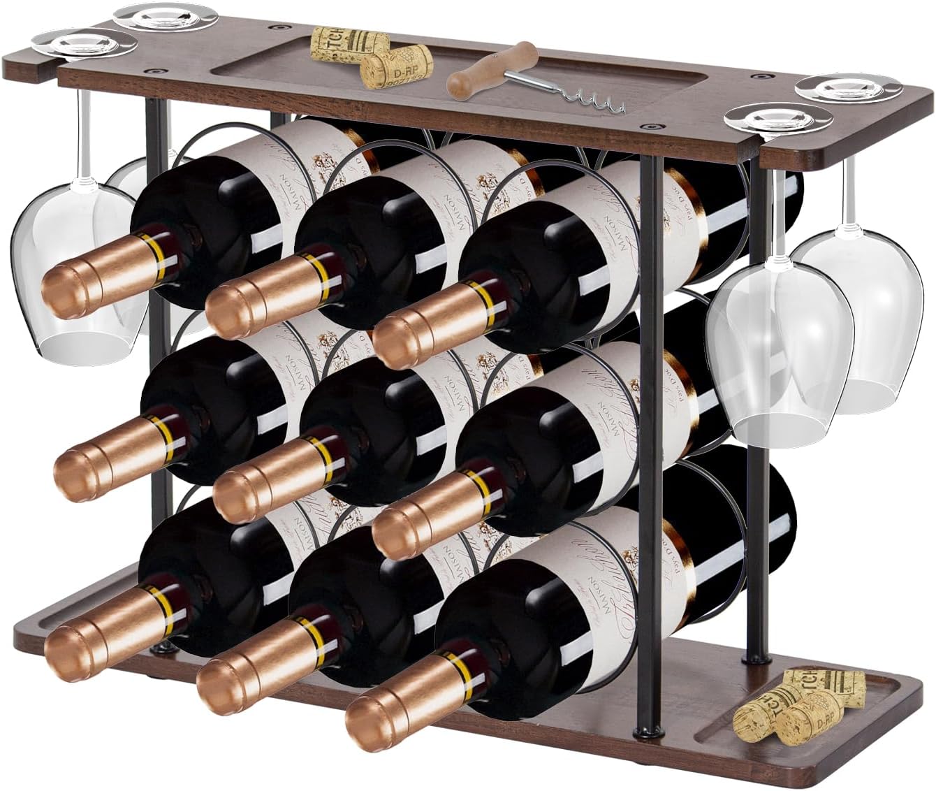 A Wine Rack for 9 Bottles | Black Countertop Design