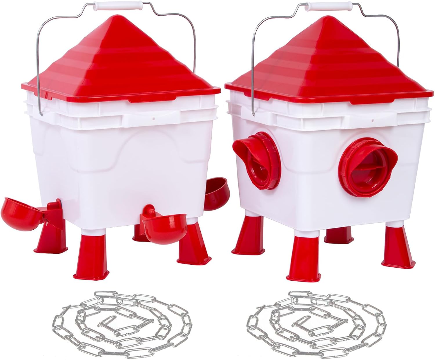 Chicken Feeder and Waterer Set, 6 kg Feed, 8 L Water